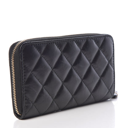 Chanel Aged Calfskin Quilted Small Lucky Charms 2.55 Reissue Zip Around Wallet Black 3 of 8