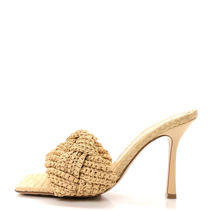 Bottega Veneta Raffia Intrecciato Lido Mule 90 Sandals 40 Cane Sugar 1 of 8