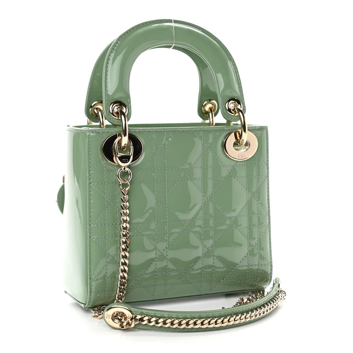 Patent Cannage Mini Lady Dior Mint Green