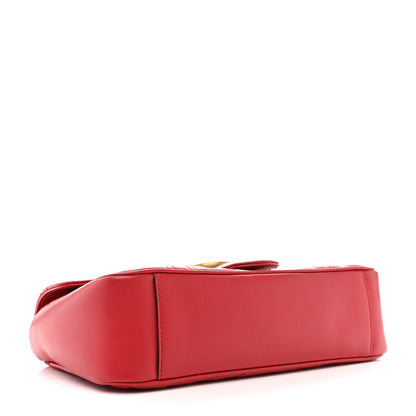 Gucci Calfskin Matelasse Small GG Marmont Shoulder Bag Hibiscus Red 4 of 12