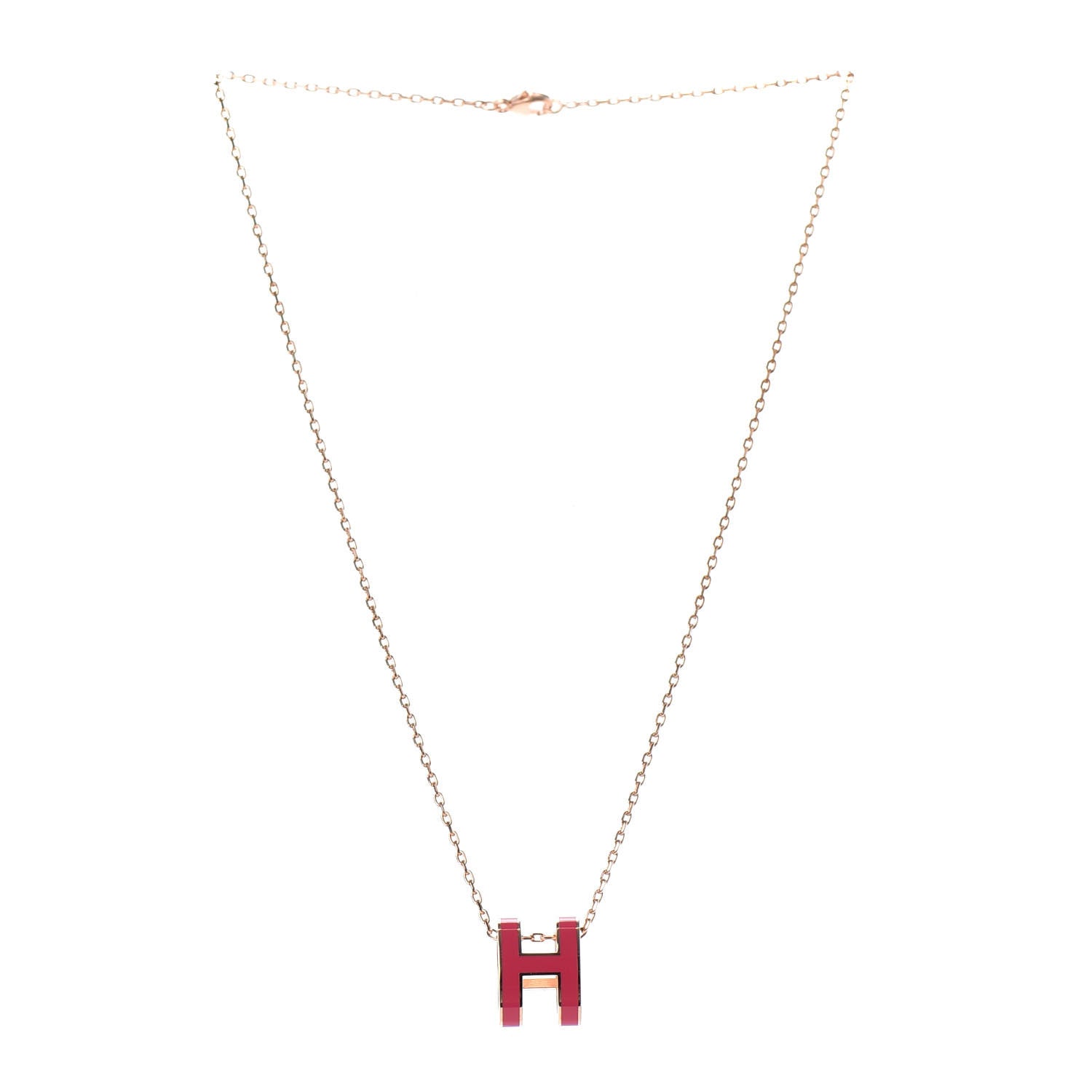 Hermes Lacquered Rose Gold Pop H Pendant Necklace Rose Extreme 3 of 6