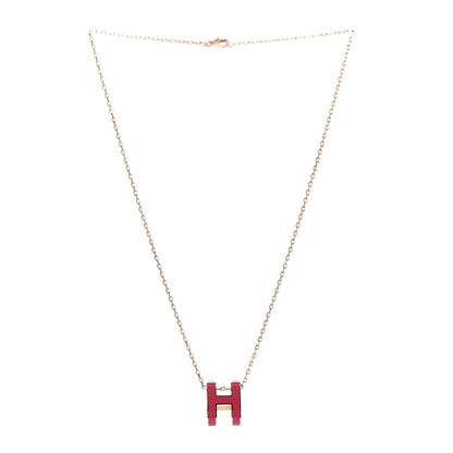 Hermes Lacquered Rose Gold Pop H Pendant Necklace Rose Extreme 3 of 6