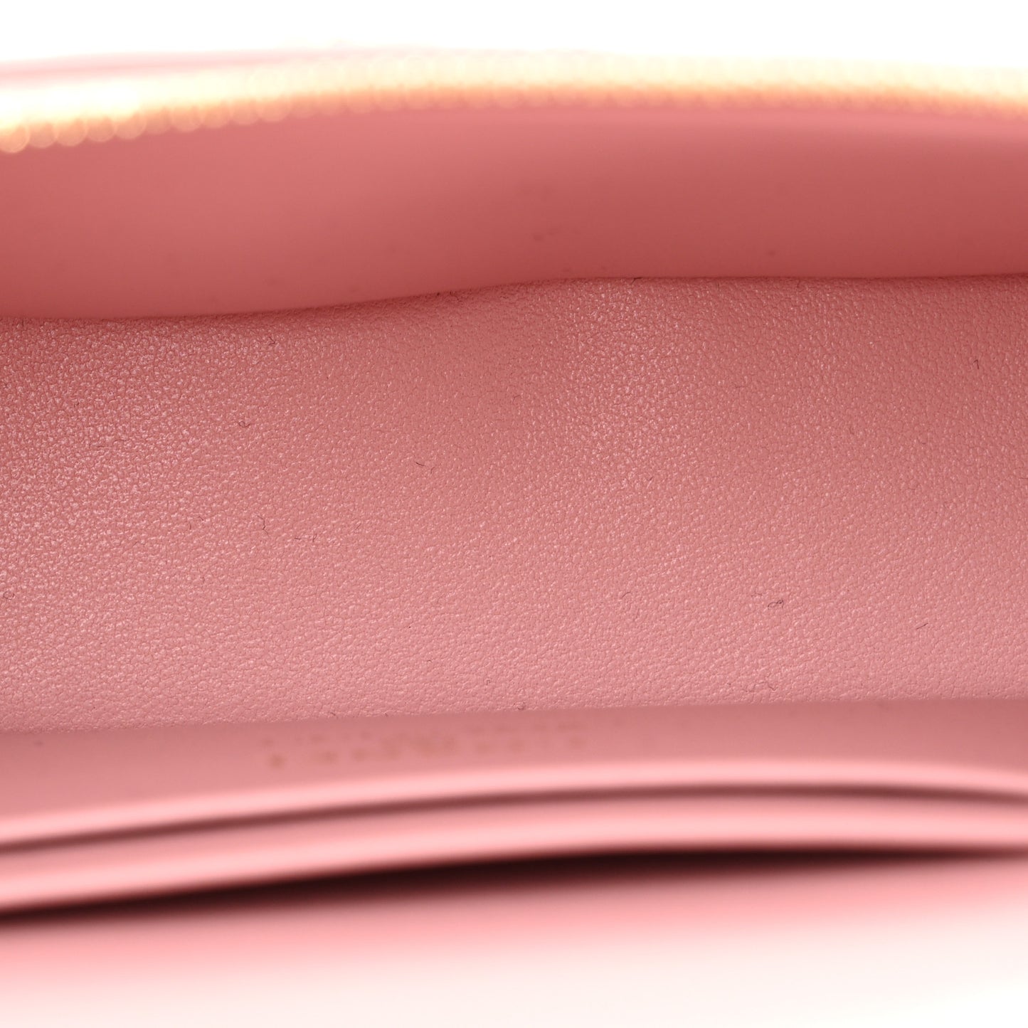 Calfskin Crocodile Embossed Crococo Top Handle Slim Vanity Case With Chain Light Pink