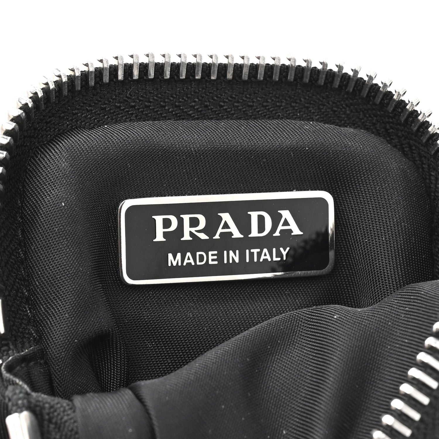 Prada Re-Nylon Pocket Triangle Padded Mini Key Chain Pouch Black 6 of 6