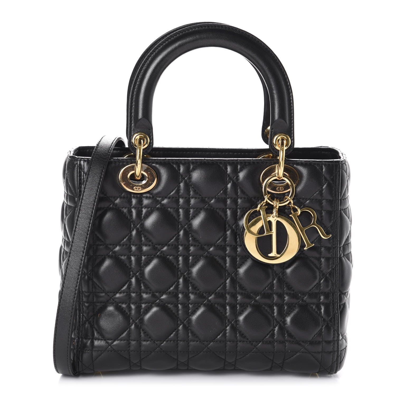 Christian Dior Lambskin Cannage Medium Lady Dior Black 1 of 13