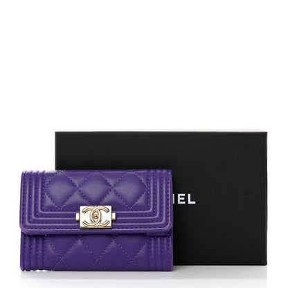 Chanel Lambskin Quilted Boy Flap Card Holder Purple 9 of 9