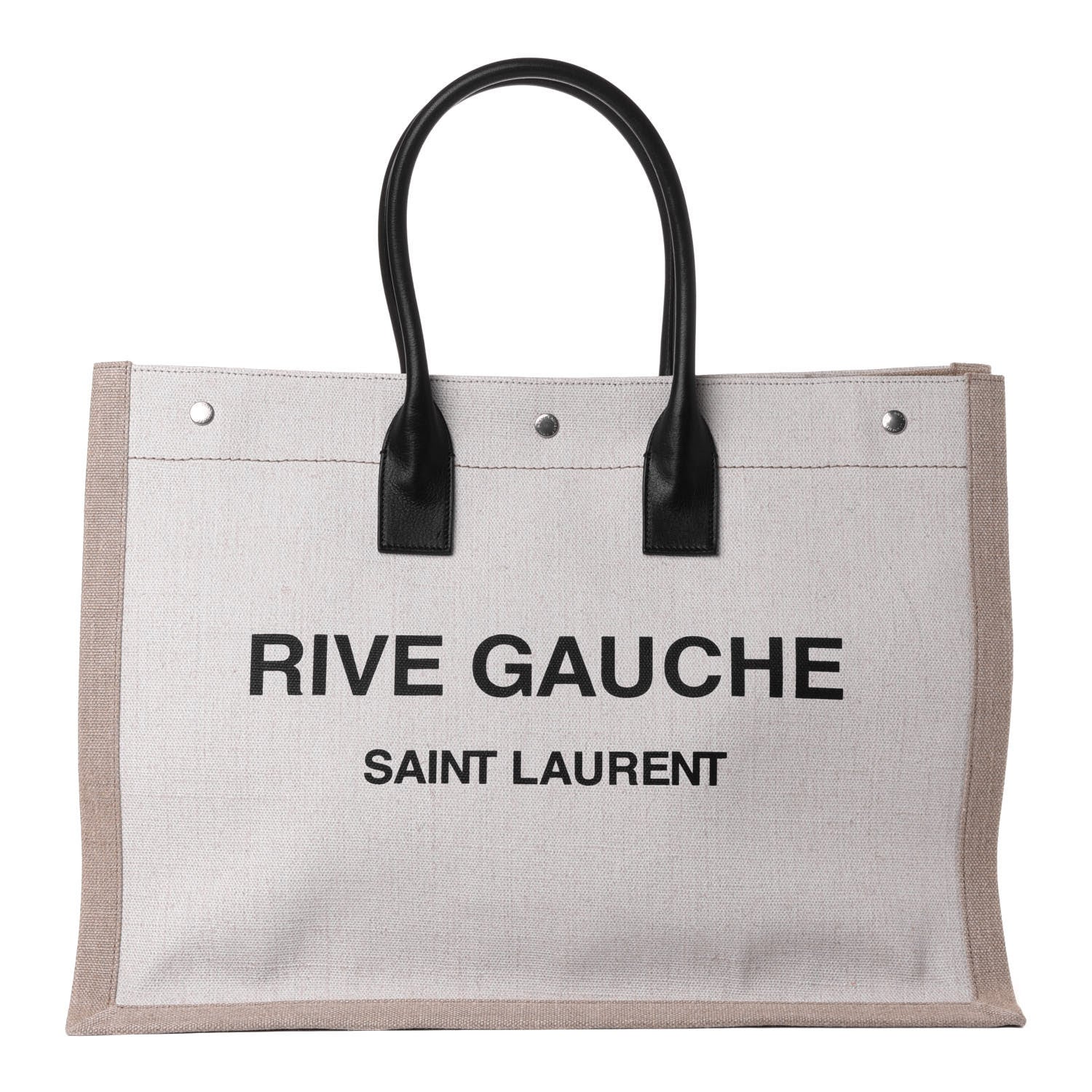 Saint Laurent Linen Calfskin Rive Gauche Tote Optic White 1 of 4