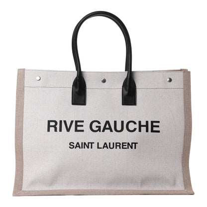 Saint Laurent Linen Calfskin Rive Gauche Tote Optic White 1 of 4