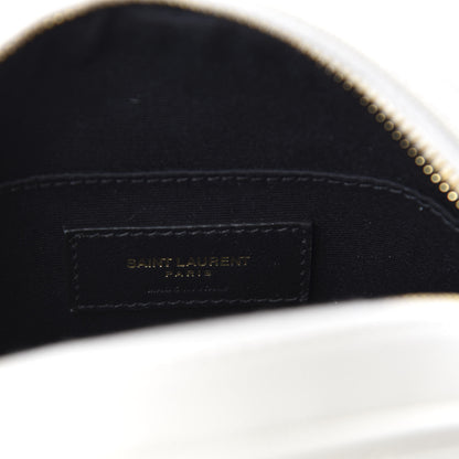 Saint Laurent Grain De Poudre Matelasse Chevron Quilted Round Vinyle Camera Bag White 8 of 10
