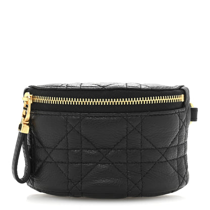 Christian Dior Supple Calfskin Cannage Caro Half-Moon Coin Purse Black 1 of 9