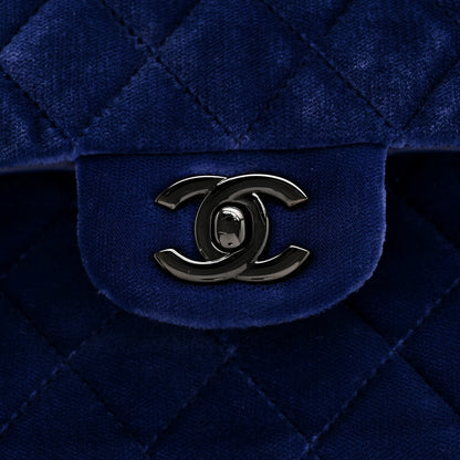 Chanel Velvet Quilted Medium Double Flap Navy Blue 13 of 13
