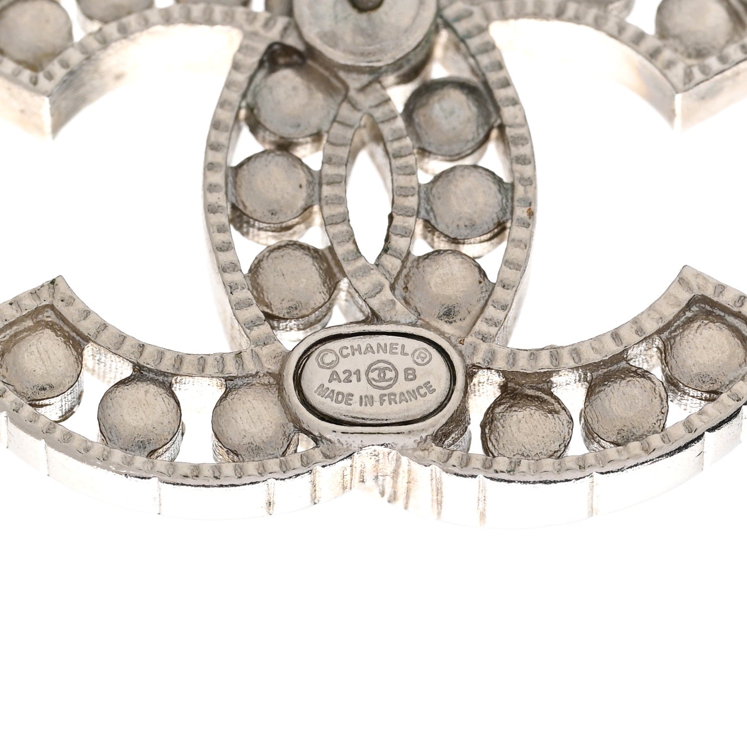 Chanel Crystal CC Chain Earrings Silver 4 of 4
