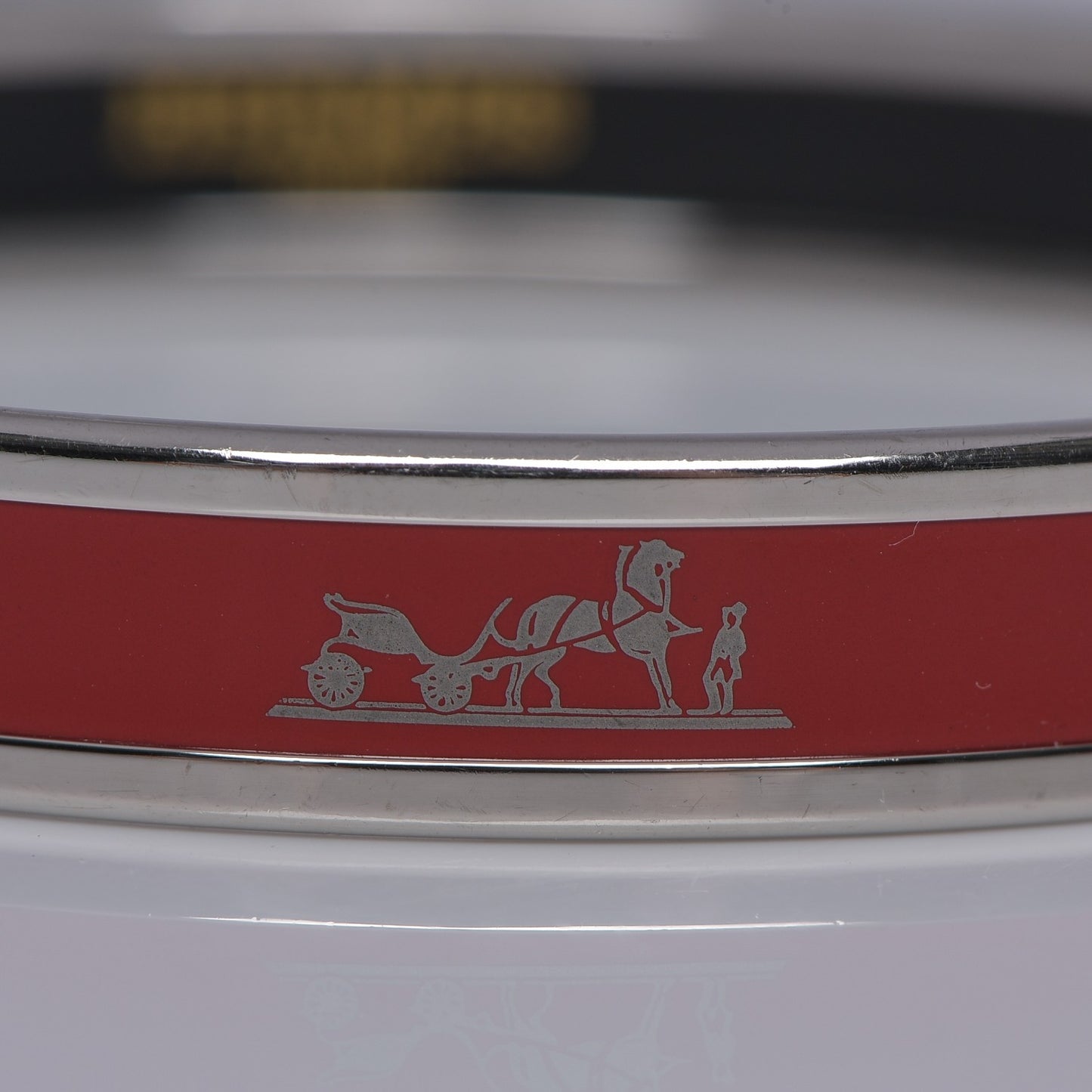 Enamel Printed Narrow Caleche Bracelet 62 Rouge H