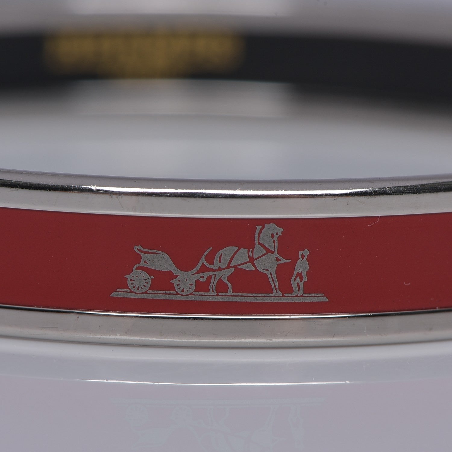Hermes Enamel Printed Narrow Caleche Bracelet 62 Rouge H 6 of 6