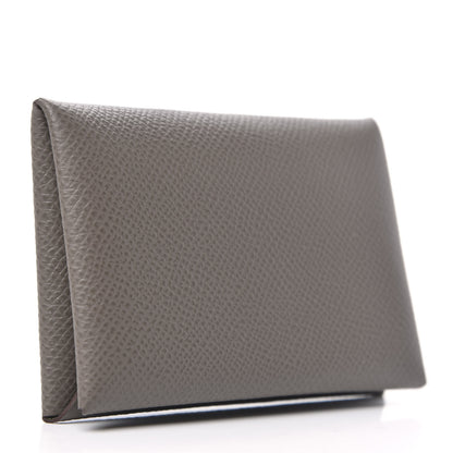 Hermes Epsom Verso Calvi Card Case Etain Vert Criquet 3 of 7