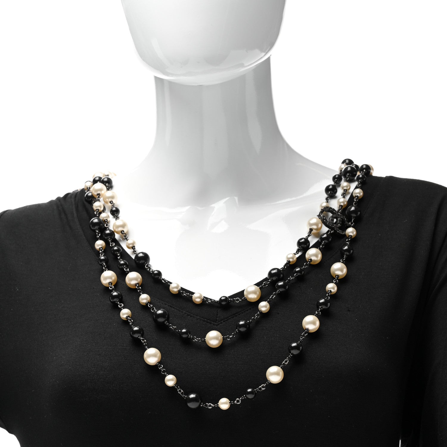 Chanel Ruthenium Camellia Pearl CC Necklace Black 3 of 4