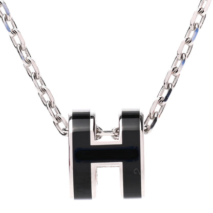 Hermes Lacquered Palladium Mini Pop H Pendant Necklace Black 5 of 7