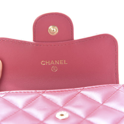 Chanel Lambskin Quilted Flap Card Holder Wallet Dark Pink 15 of 22