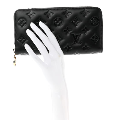 Louis Vuitton Lambskin Embossed Monogram Coussin Zippy Wallet Black 2 of 6