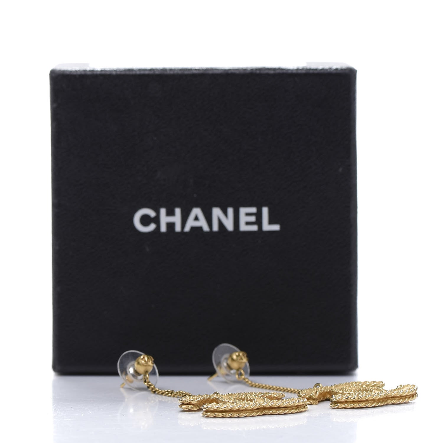 Chanel CC Drop Earrings Matte Gold 5 of 5