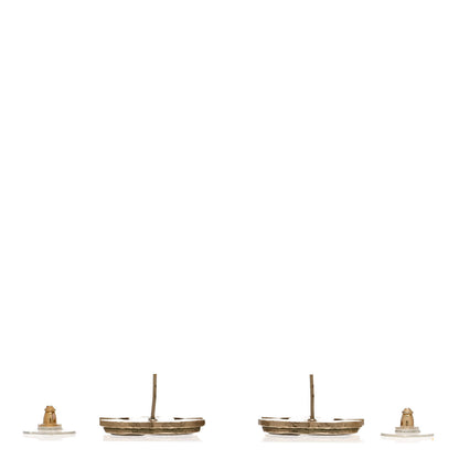 Chanel Enamel CC Earrings Grey Gold 3 of 5