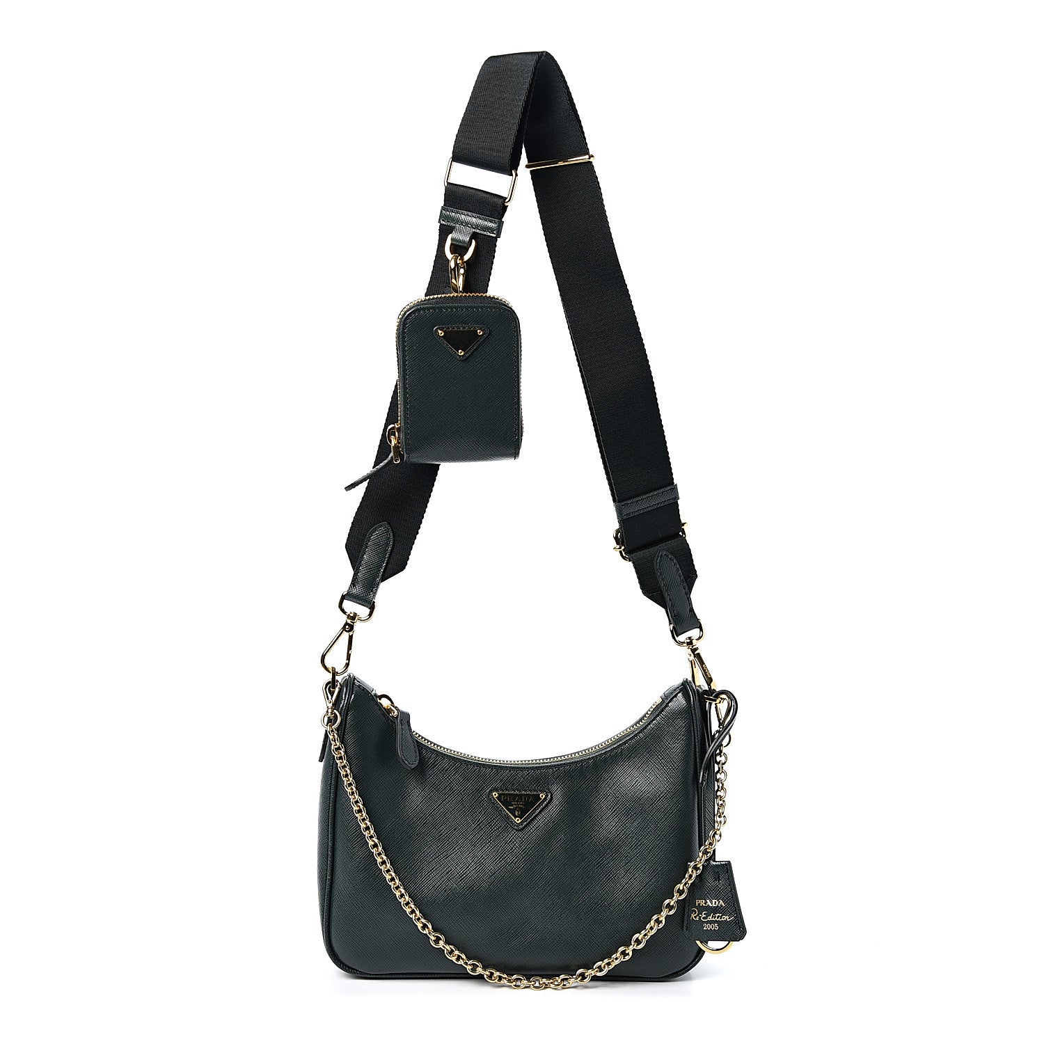 Prada Saffiano Lux Re-Edition 2005 Shoulder Bag Smeraldo 1 of 9