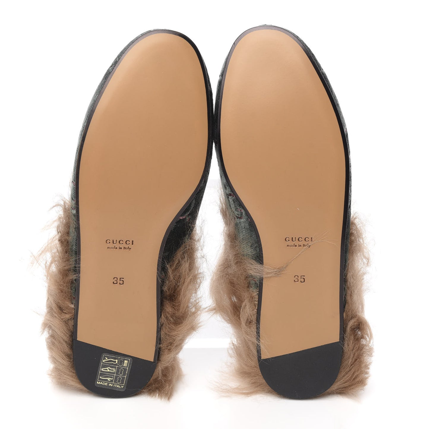 Velvet GG Monogram Fur Womens Princetown Slippers 35 Avio Dusty Pink