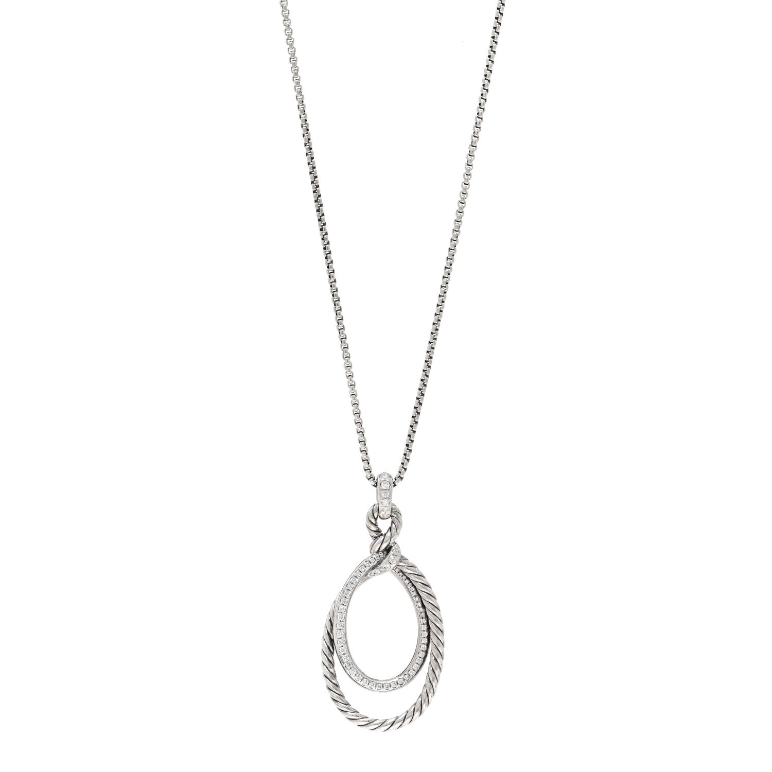 David Yurman Sterling Silver Diamond Continuance Pendant Necklace 1 of 4