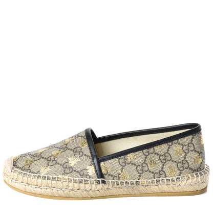 Gucci GG Supreme Monogram Bees Espadrille Flats 35.5 Beige Ebony Oro Black 1 of 11