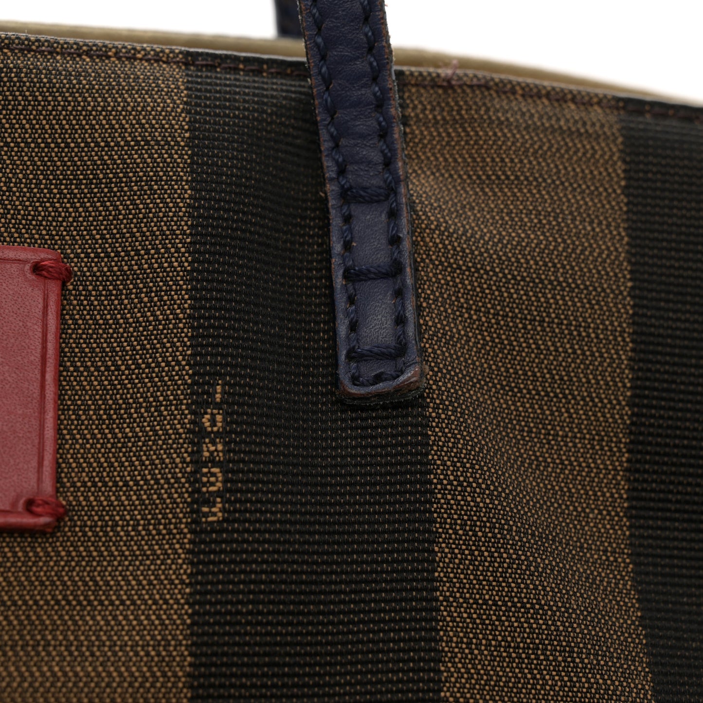 Pequin Cuoio Vegetale Medium Roll Tote Tobacco Rosso Blue