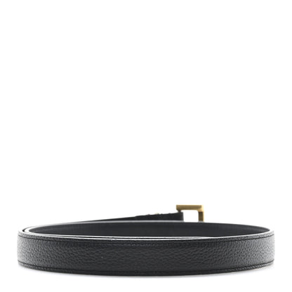 Saint Laurent Calfskin Monogram Cassandre Thin Square Buckle Belt 70 28 Black 2 of 6