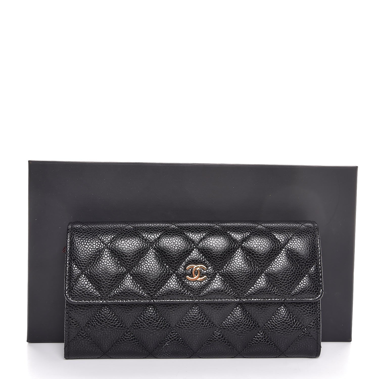 Chanel Caviar Quilted Large Gusset Flap Wallet Black 8 of 8