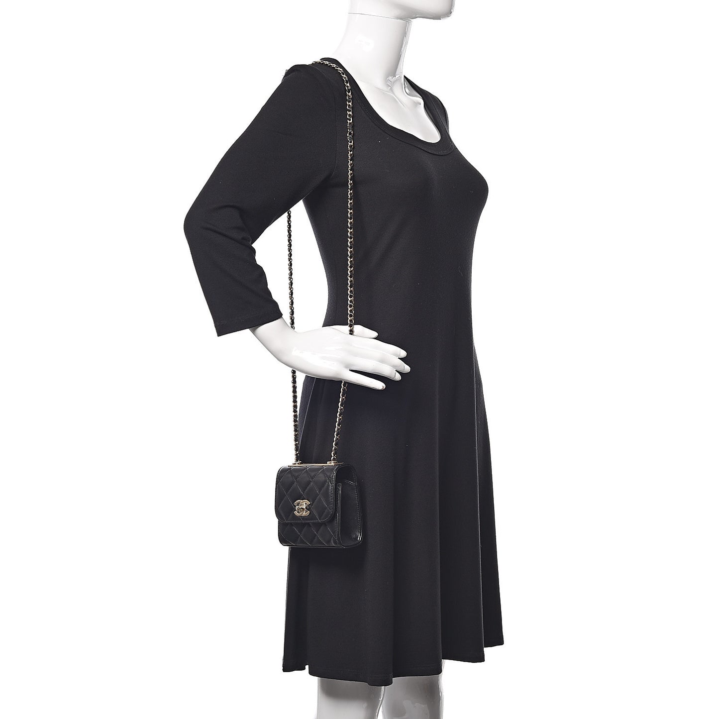 Lambskin Quilted Mini Trendy CC Chain Wallet Black