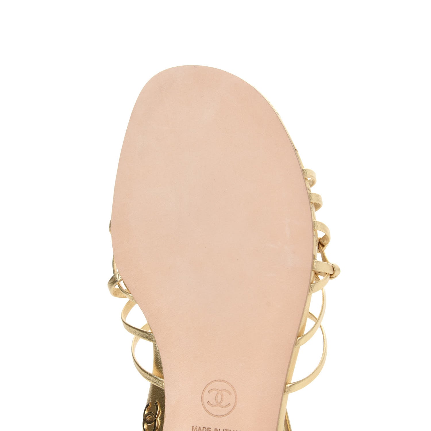 Chanel Laminated Lambskin CC Sandals 39.5 Gold 28 of 30
