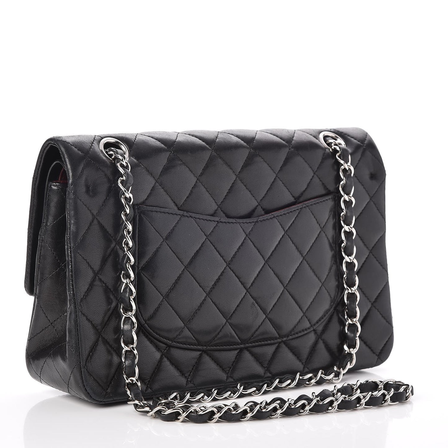 Lambskin Quilted Medium Double Flap Black