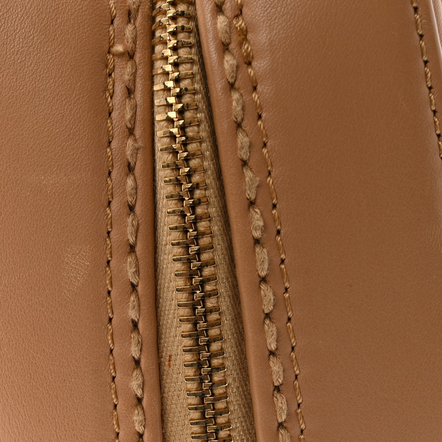 Calfskin Contrast Stitch Surpique Bowler Beige