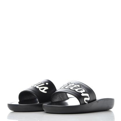 Louis Vuitton Calfskin Logo Sunbath Slide Sandals 36 Black 3 of 8