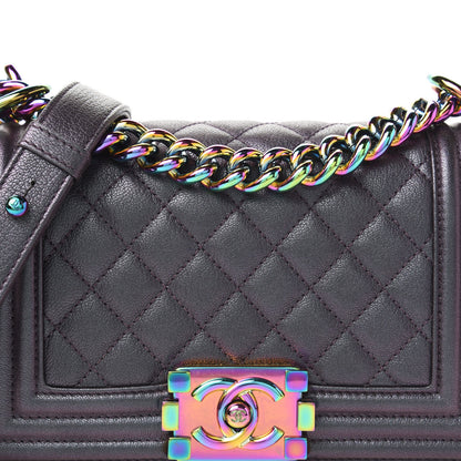 Chanel Iridescent Goatskin Quilted Small Boy Flap Purple 11 of 12