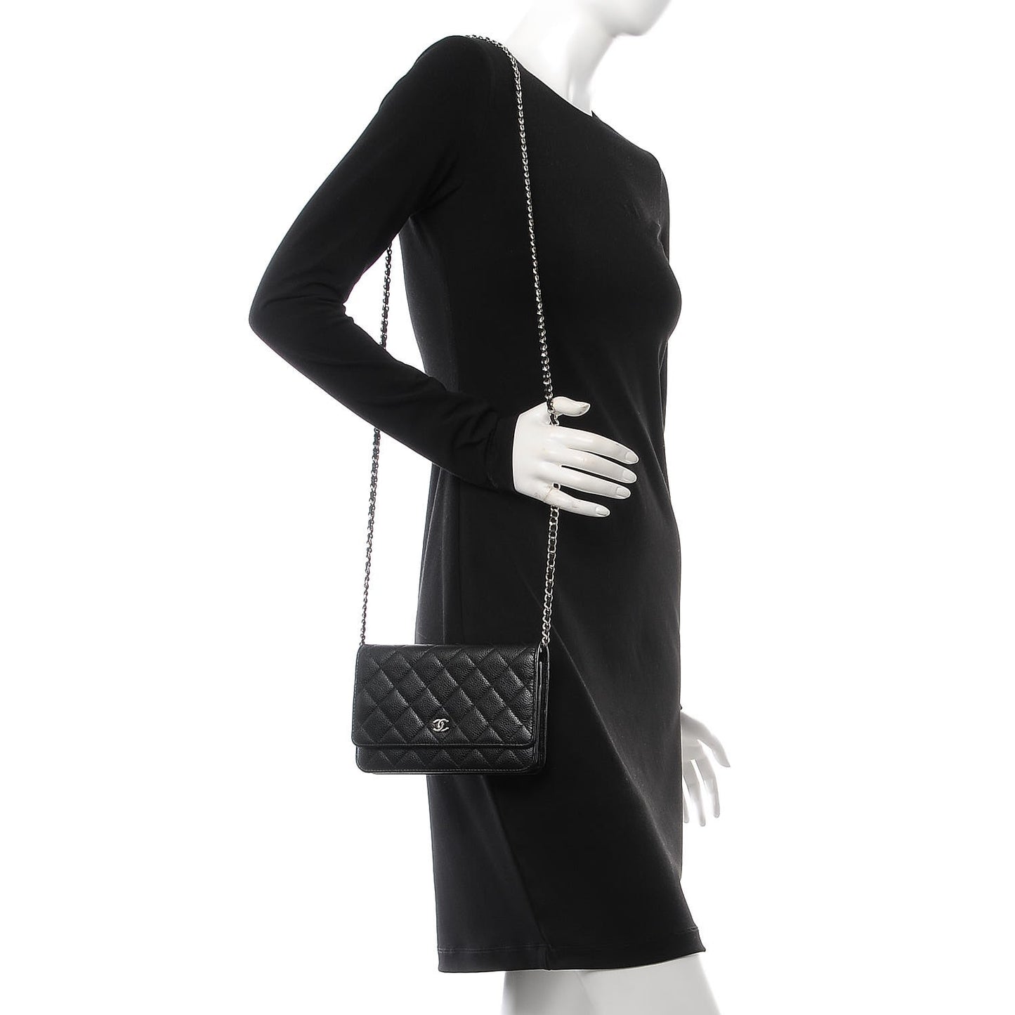 Caviar Quilted Wallet On Chain WOC Black