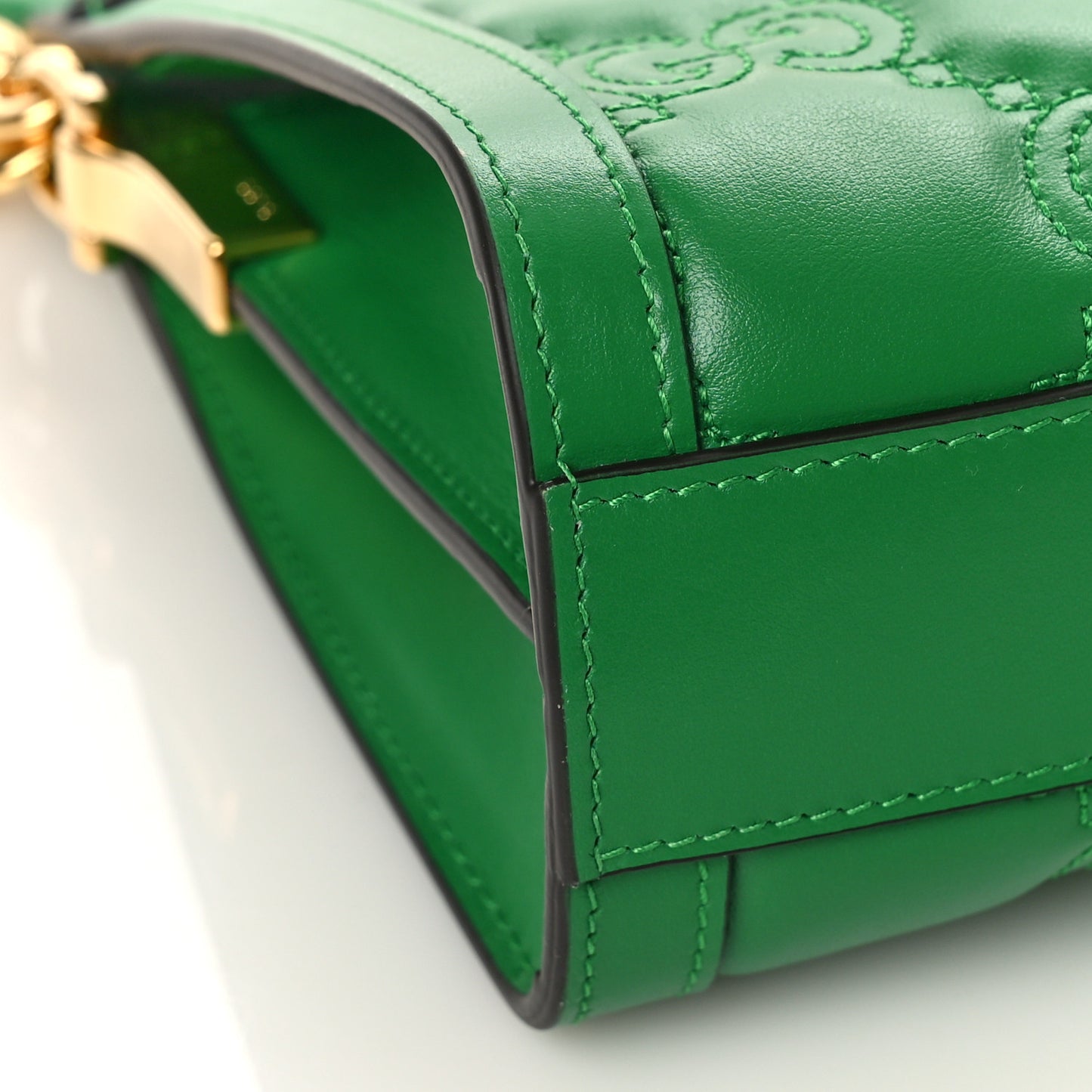 Calfskin GG Matelasse Small Slim Chain Shoulder Bag Spring Green Natural
