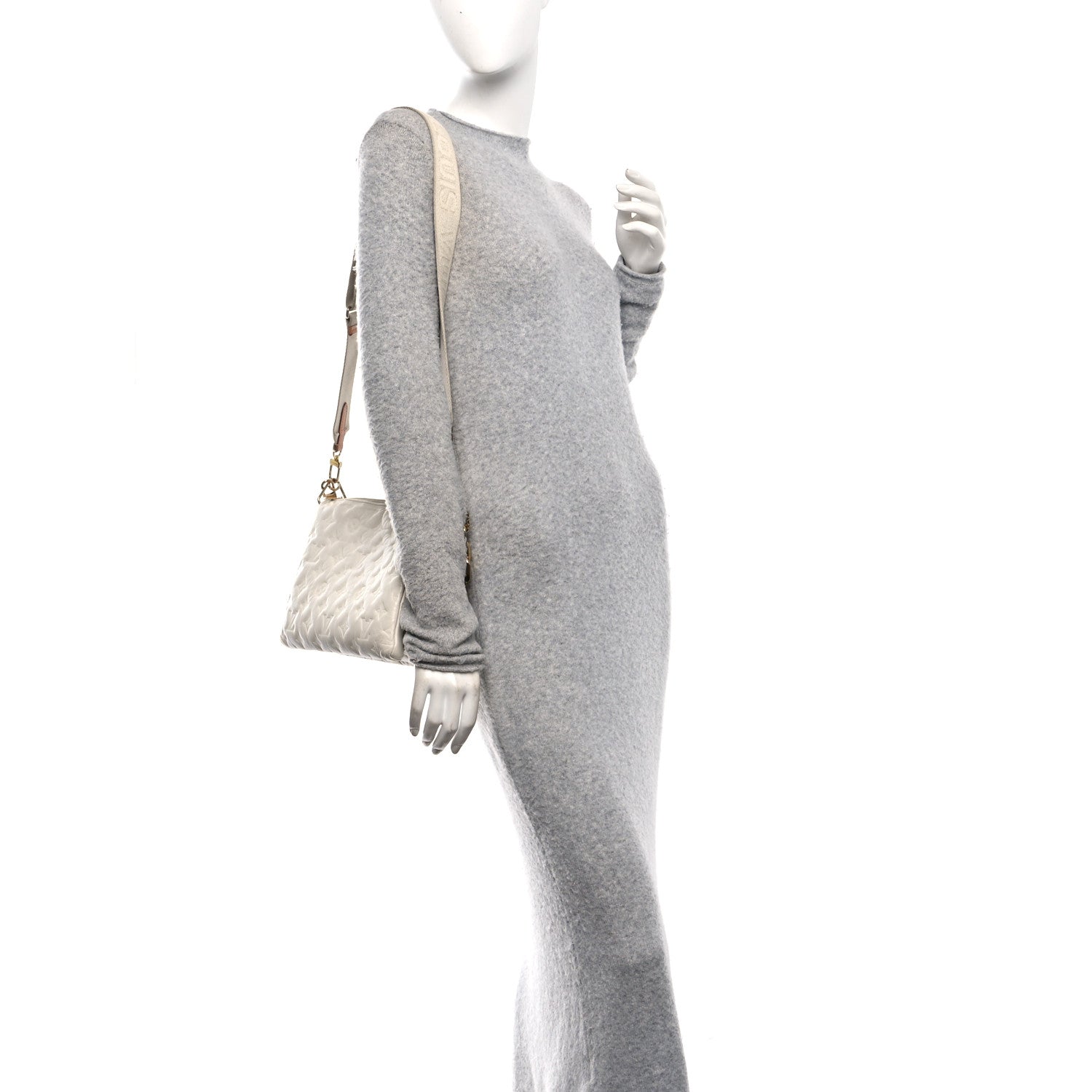 Louis Vuitton Lambskin Embossed Monogram Coussin PM Beige Cream 2 of 17