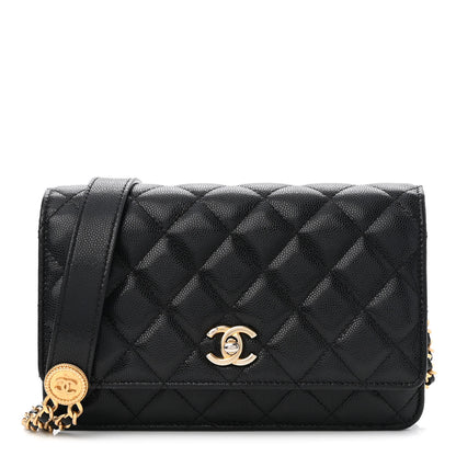 Chanel Caviar Quilted Twist Your Buttons Wallet On Chain WOC Black 1 of 9