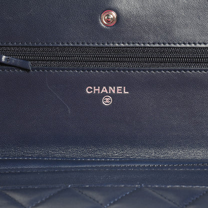 Chanel Lambskin Wallet On Chain WOC Navy 7 of 9