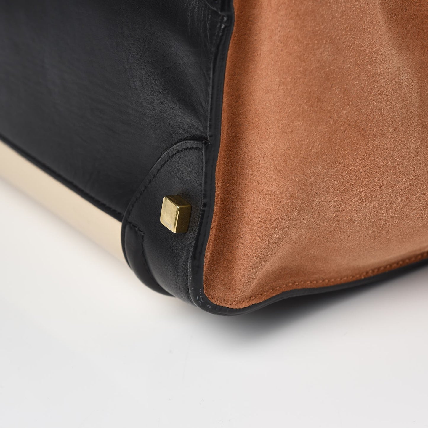 Satin Calfskin Suede Mini Tri-Color Luggage Seashell