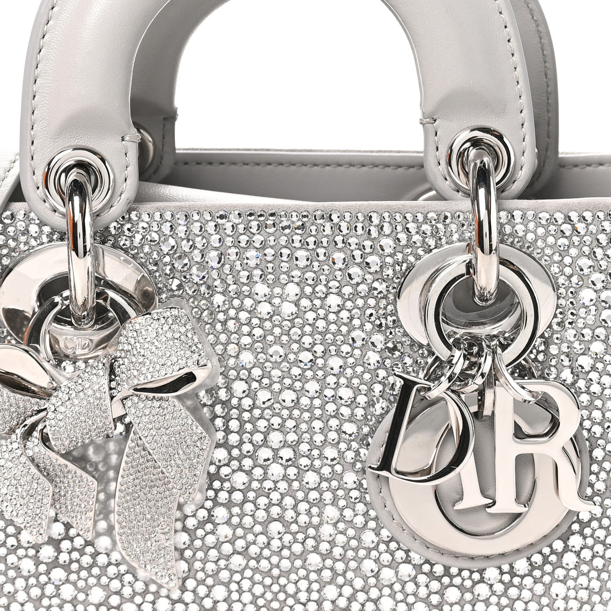 Christian Dior Lambskin Crystal Embroidered Mini Lady D-Joy Argent 7 of 10
