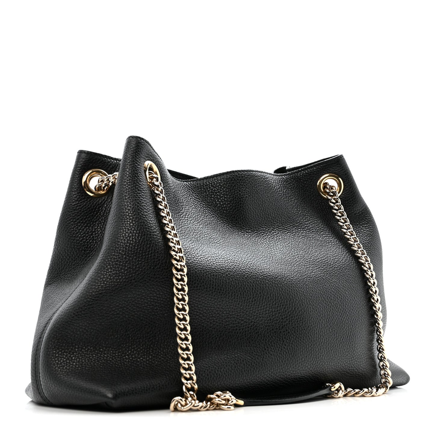 Pebbled Calfskin Medium Soho Chain Shoulder Bag Black