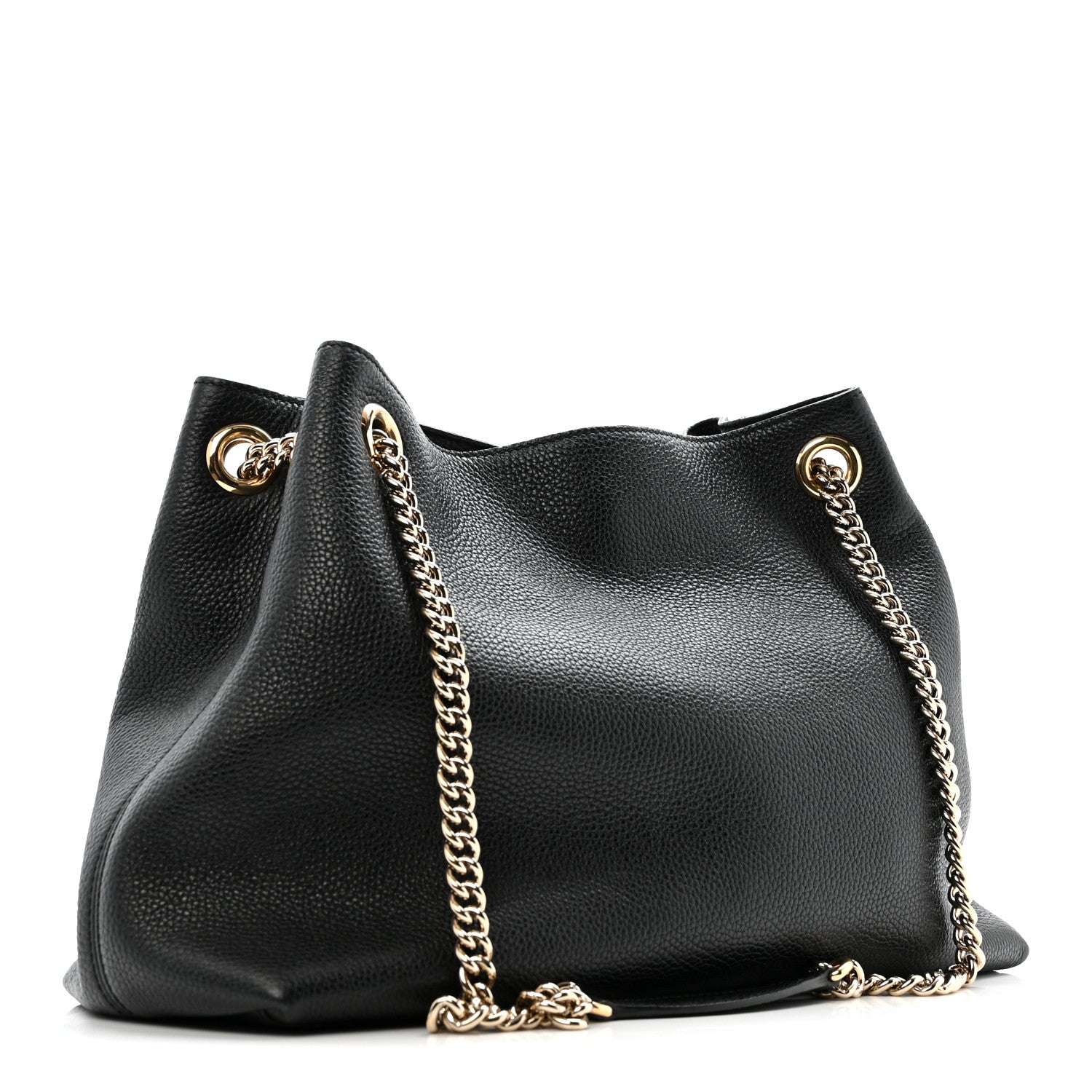 Gucci Pebbled Calfskin Medium Soho Chain Shoulder Bag Black 3 of 13