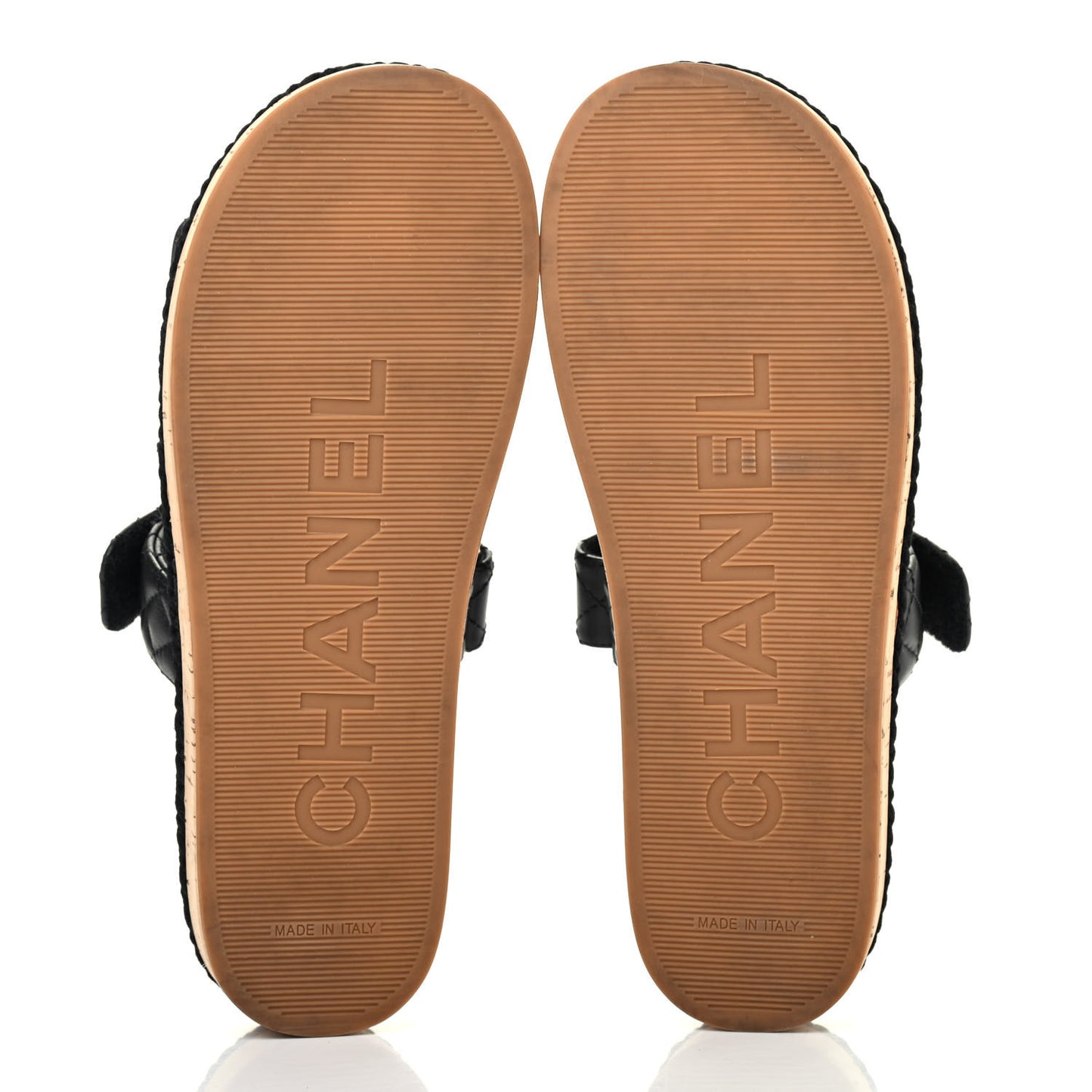 Cord Lambskin Quilted Logo Sandals 39 Black