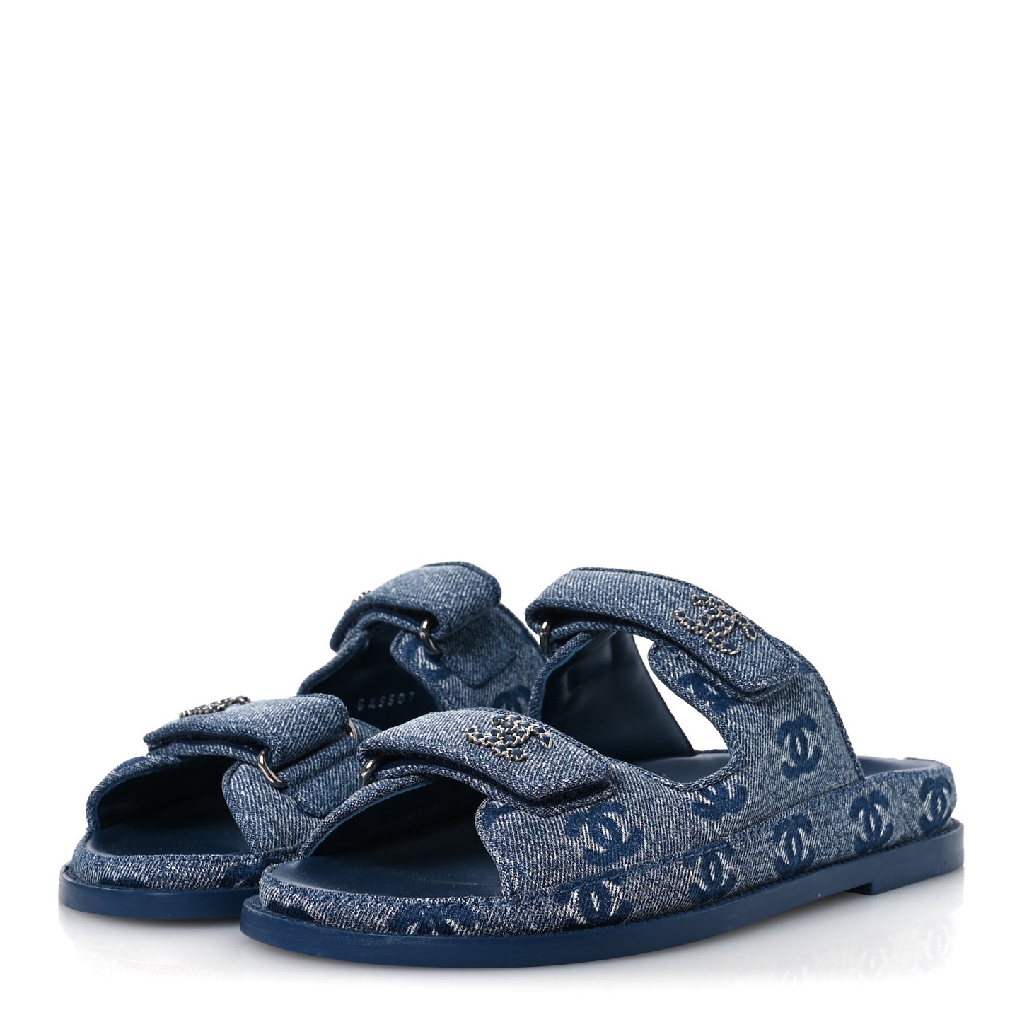 Denim CC Velcro Dad Chain CC Slide Sandals 37 Blue