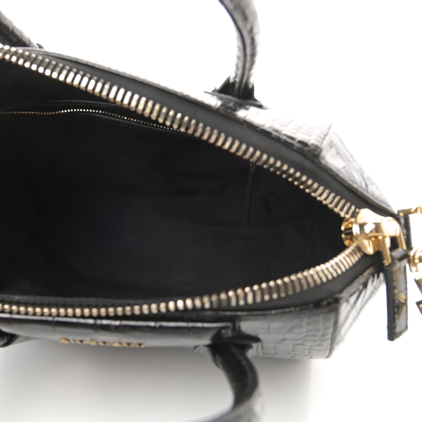 Calfskin Crocodile Embossed Small Antigona Black